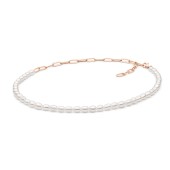 Colier argint placat cu aur roz cu zale mari si perle naturale albe DiAmanti 252-38C-G